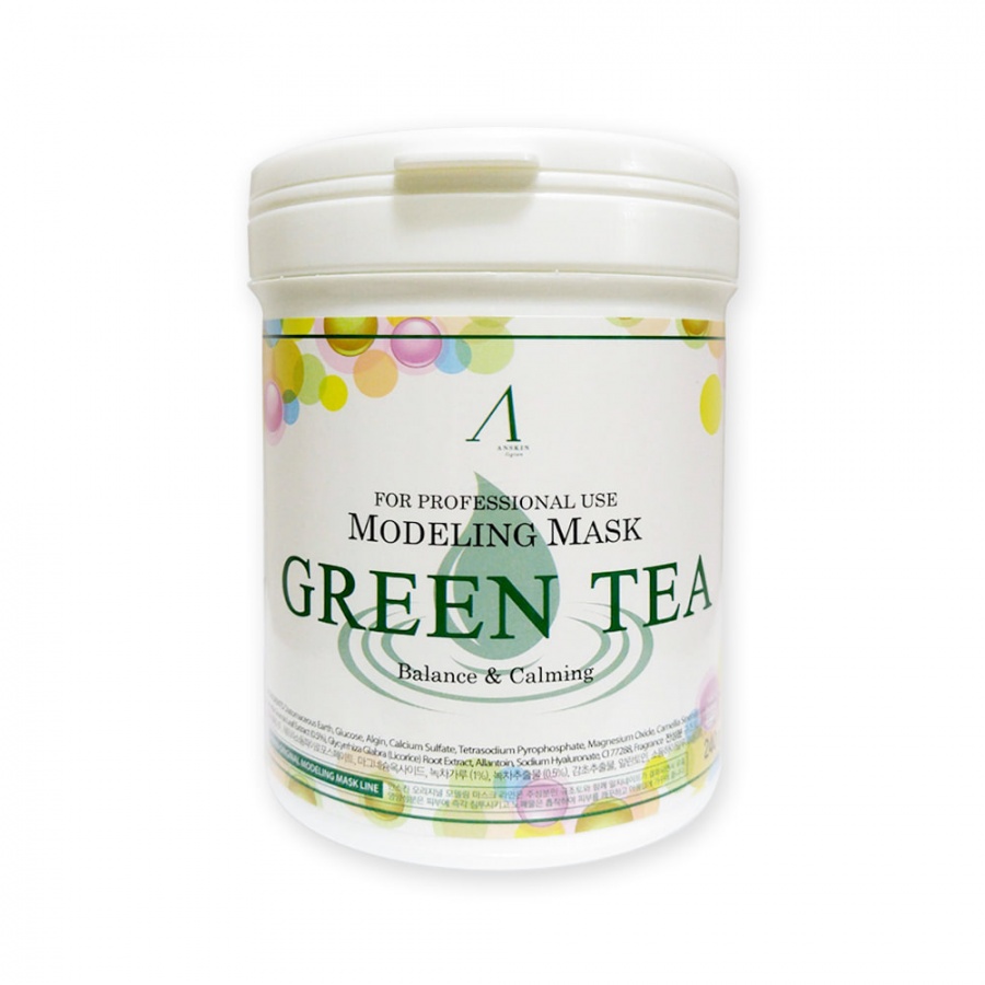 Маска альгинатная с экстрактом зеленого чая, успокаивающая Green Tea Modeling Mask, ANSKIN 240 г (700 мл банка)
