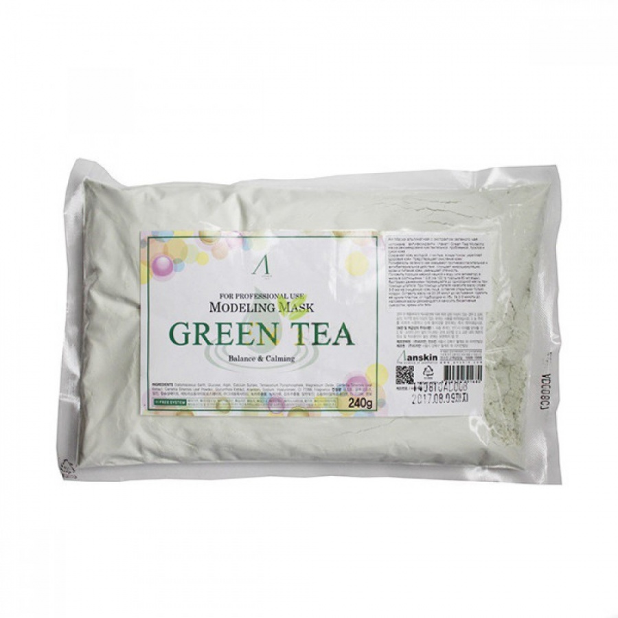 Маска альгинатная с экстрактом зеленого чая, успокаивающая Green Tea Modeling Mask, ANSKIN 240 г (пакет)