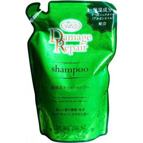 Восстанавливающий шампунь с водорослями и коллагеном Wins Damage Repair Shampoo, NIHON 370 мл (сменная упаковка)