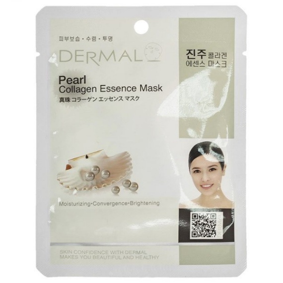 Косметическая тканевая маска с коллагеном и порошком жемчужной пудры Pearl Collagen Essence Mask, DERMAL   23 мл