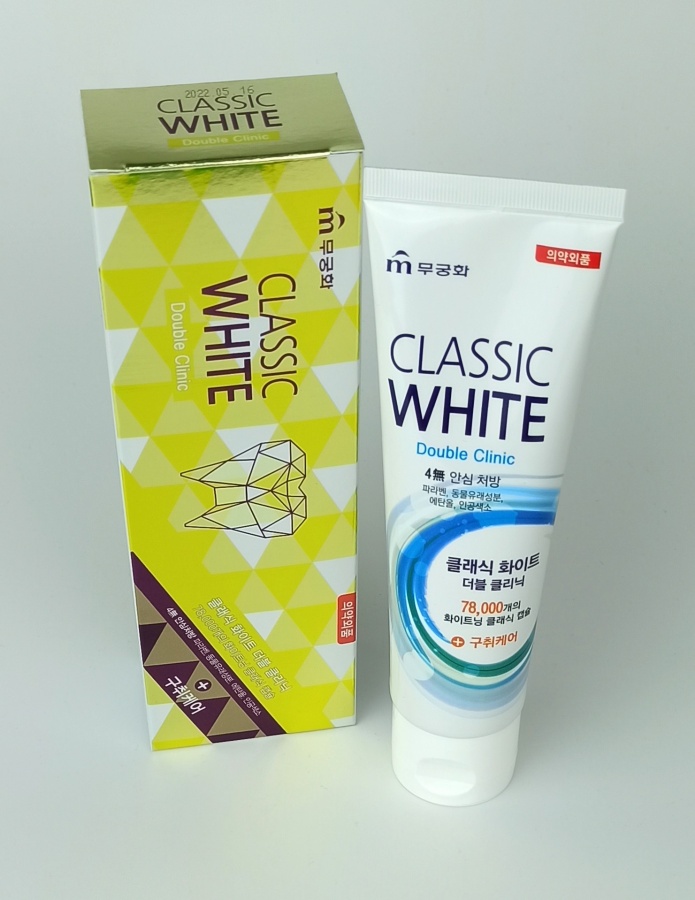 Отбеливающая зубная паста двойного действия Classic White, MUKUNGHWA 110 г