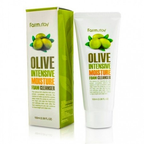 Очищающая увлажняющая пенка с экстрактом оливы Olive Intensive Moisture Foam Cleanser, FARMSTAY   100 мл