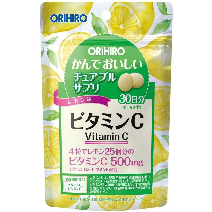 Японский БАД Витамин С (жевательные драже) со вкусом лимона, Orihiro (120 таблеток x 500 мг)