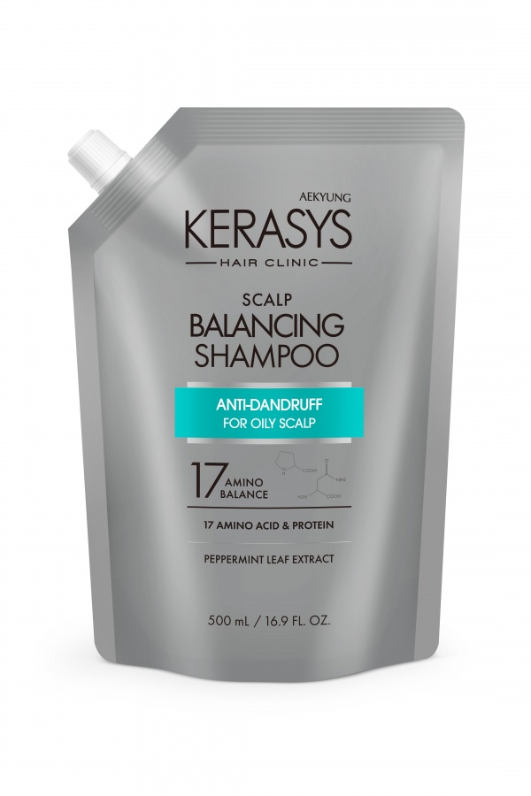 Шампунь для ухода за жирной кожей головы Scalp Care Balancing Shampoo, KERASYS 500 мл (запаска)