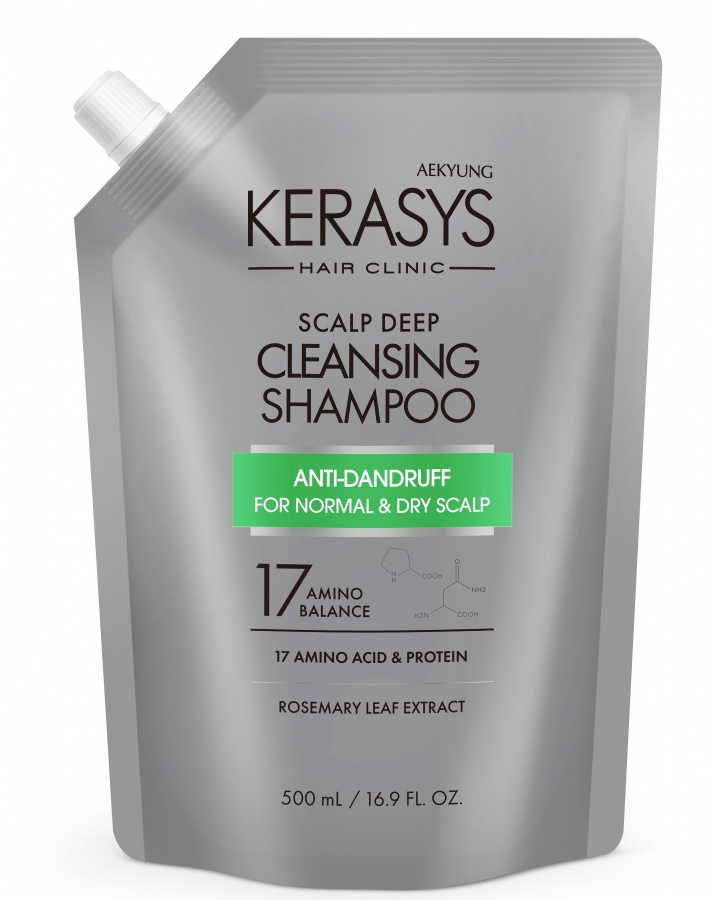Шампунь для лечения кожи головы освежающий (уход за сухой и нормальной кожей головы), Kerasys (запасной блок) 500 мл