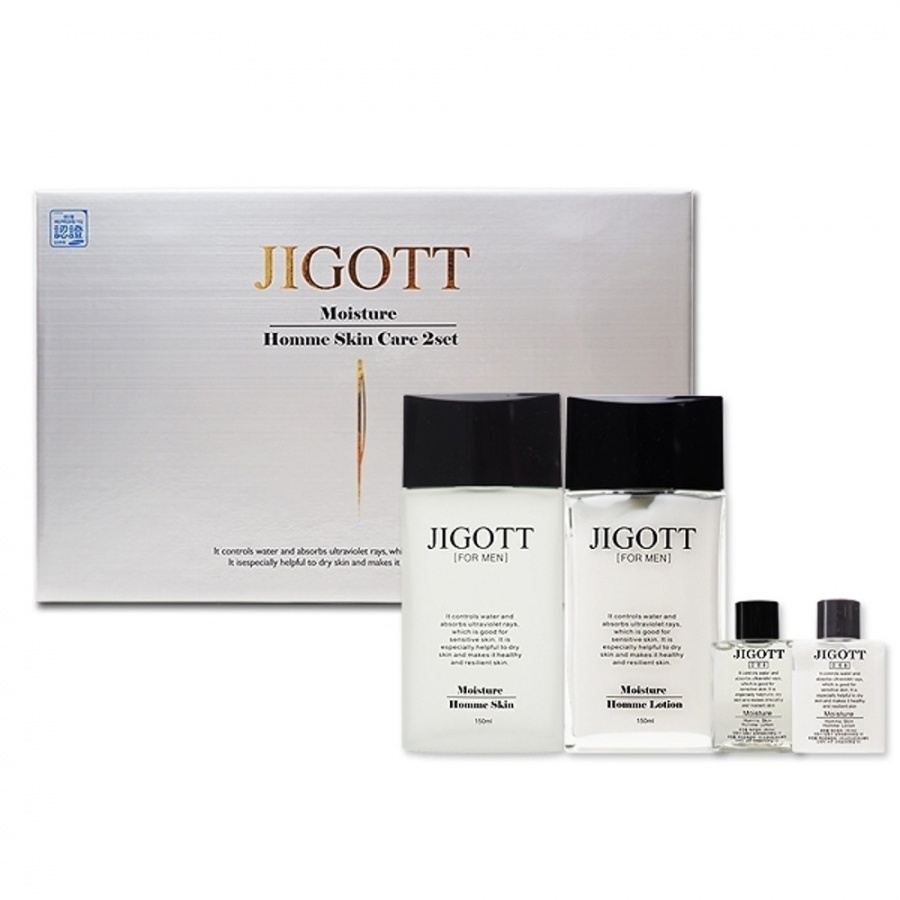 Подарочный набор для мужчин 2 предмета + 2 мини-версии JIGOTT MOISTURE HOMME SKIN CARE 2SET, Jigott (тонер 150 мл + 30 мл, лосьон 150 мл + 30 мл) 