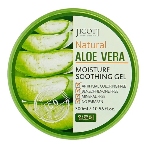 Универсальный увлажняющий гель с экстрактом алоэ, Natural Aloe Vera Moisture Soothing Gel, Jigott, 300 мл 