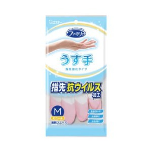Перчатки для бытовых и хозяйственных нужд (винил, тонкие), Family,  ST, размер M (розовые) 30 см 
