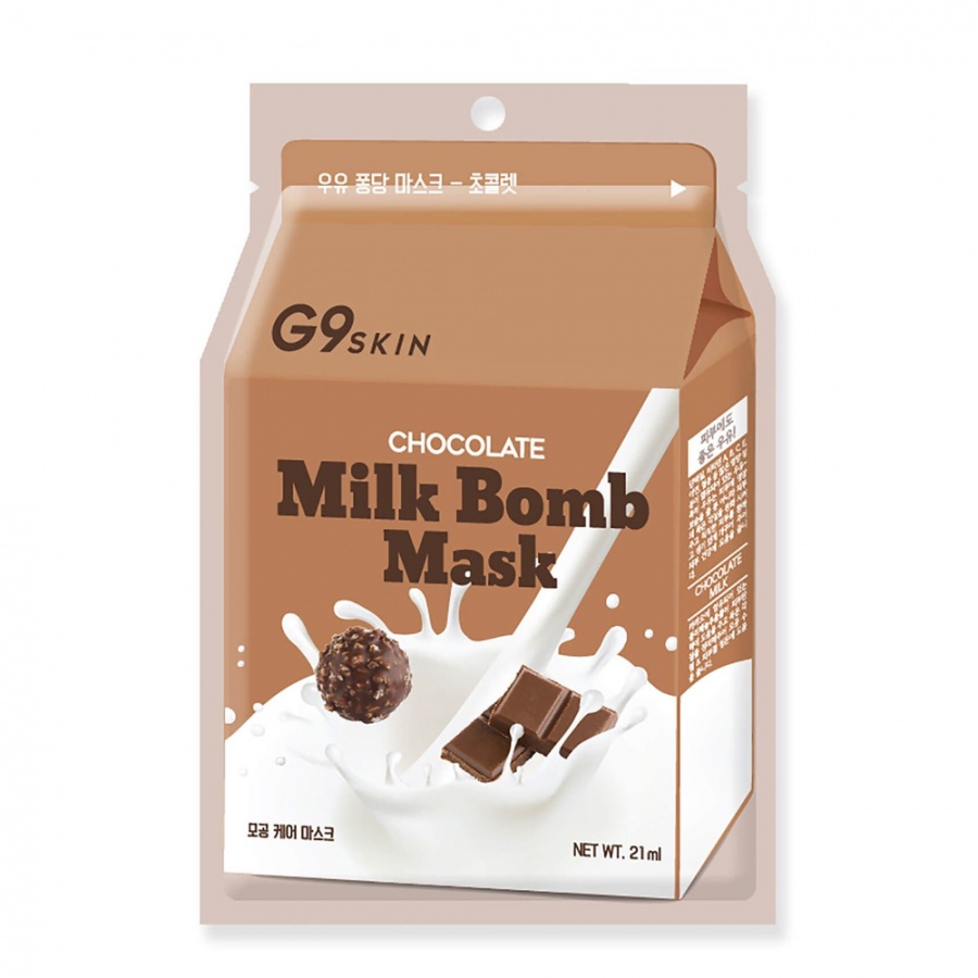 Маска для лица тканевая с экстрактом какао G9 Skin Milk Bomb Mask Chocolate, BERRISOM   21 мл