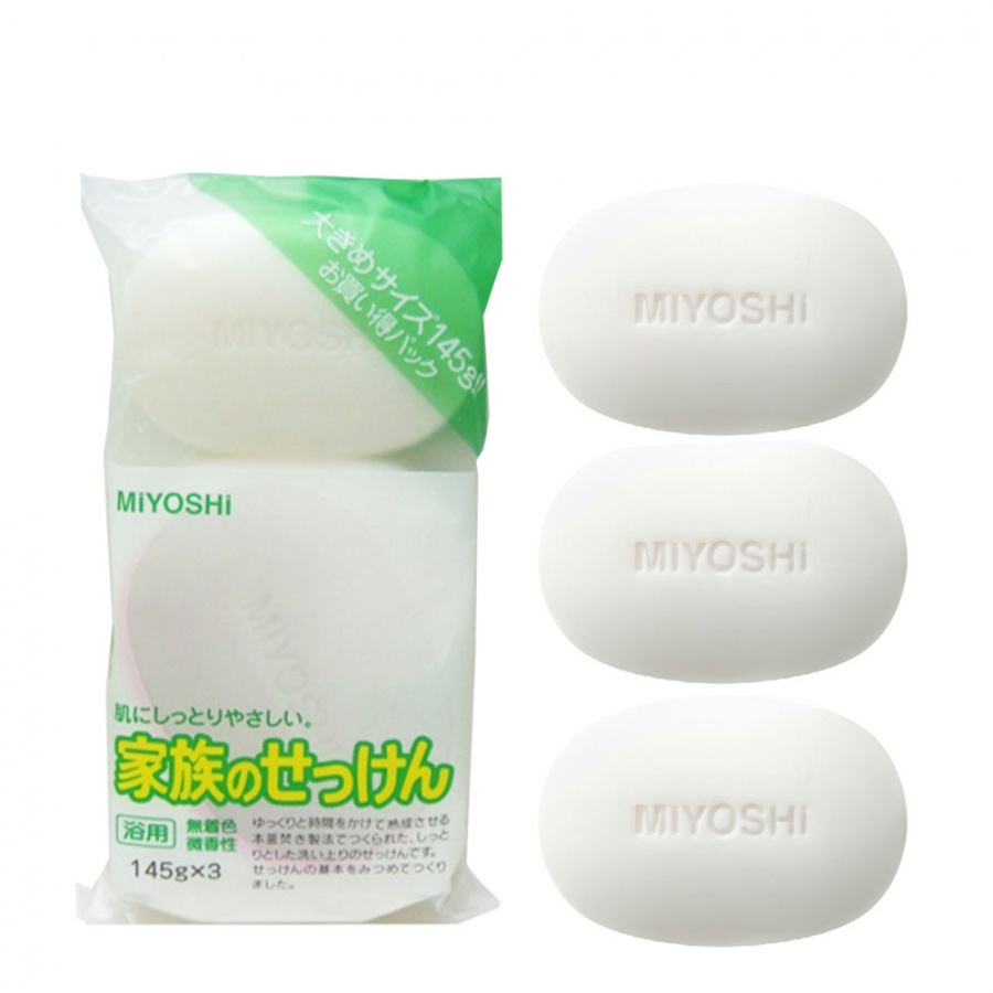 Туалетное мыло на основе натуральных компонентов Addotive Free Soap Bar, MIYOSHI 3 х 140 г