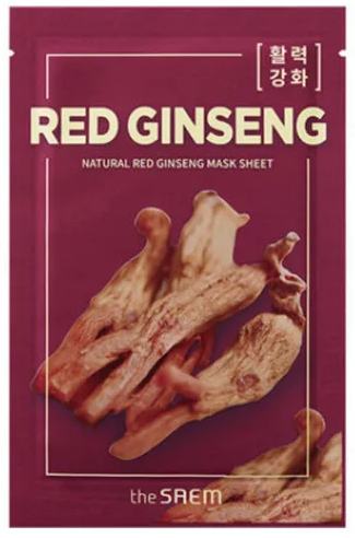 Маска тканевая с экстрактом женьшеня Natural Red Ginseng Mask Sheet, THE SAEM   21 мл