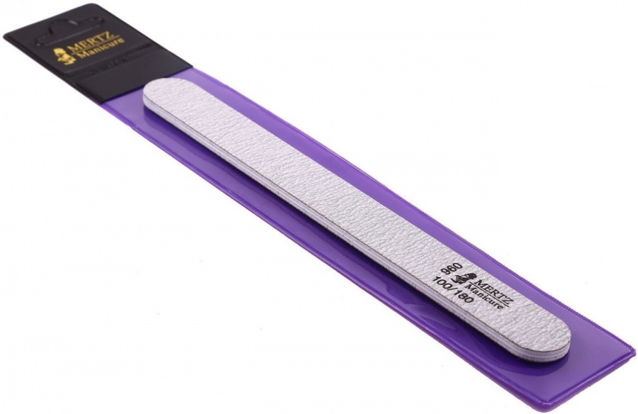 Пилка для ногтей цветная 960, 100/180 грит, серый, Mertz 
