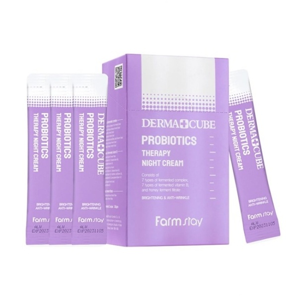Ночной крем для лица с пробиотиками Dermacube Probiotics Therapy Night Cream, FarmStay 4 мл x 20
