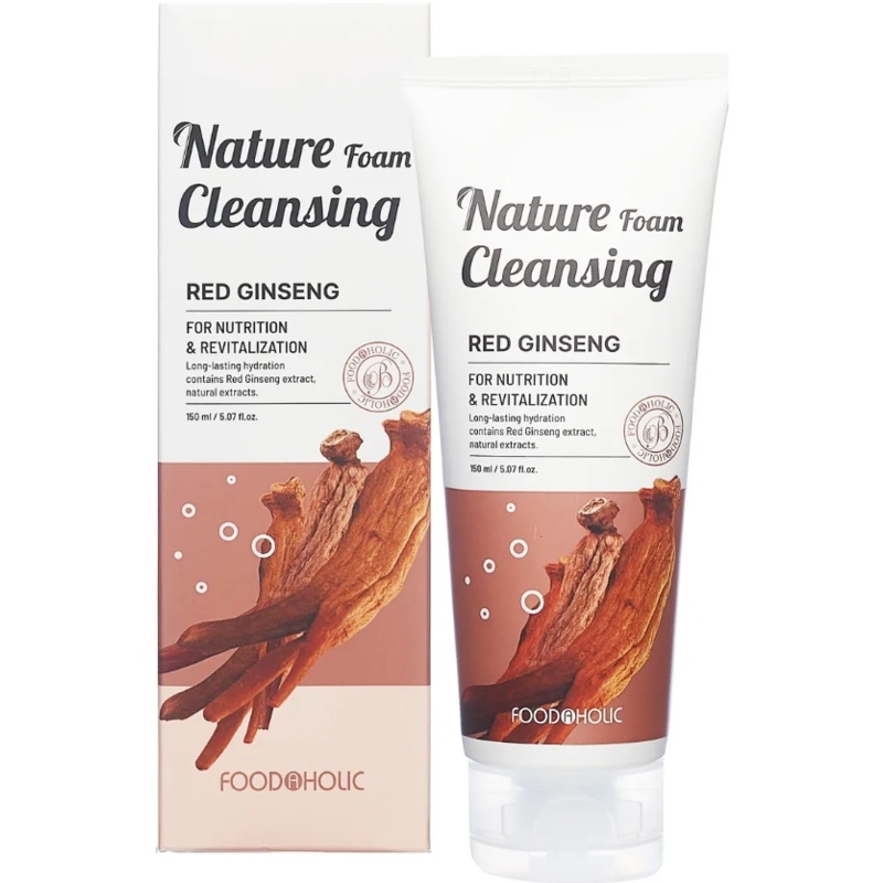 Пенка для лица с женьшенем, Nature Foam Cleansing Red Ginseng, FOODAHOLIC, 150 мл