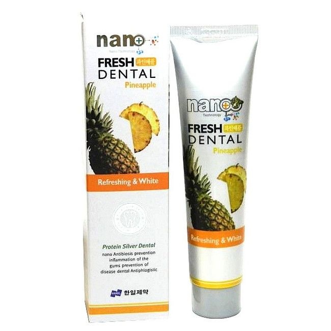  Зубная паста с экстрактом ананаса и серебром Nano fresh Dental Toothpaste Pineapple, Hanil 160 мл