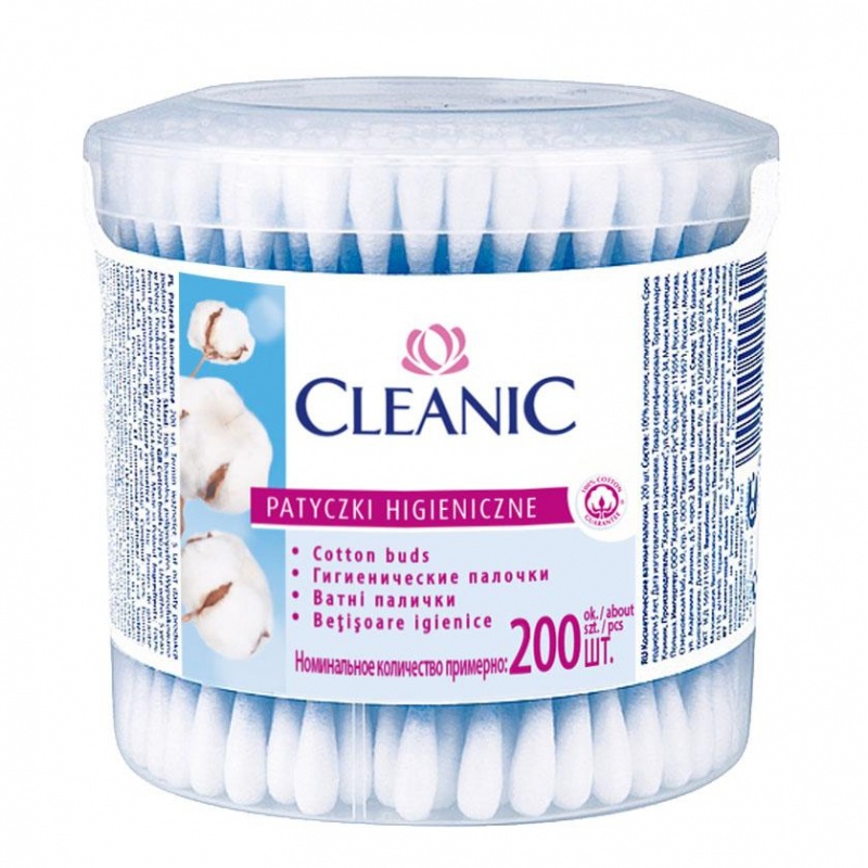 Ватные палочки гигиенические в стакане, Cleanic 200 шт