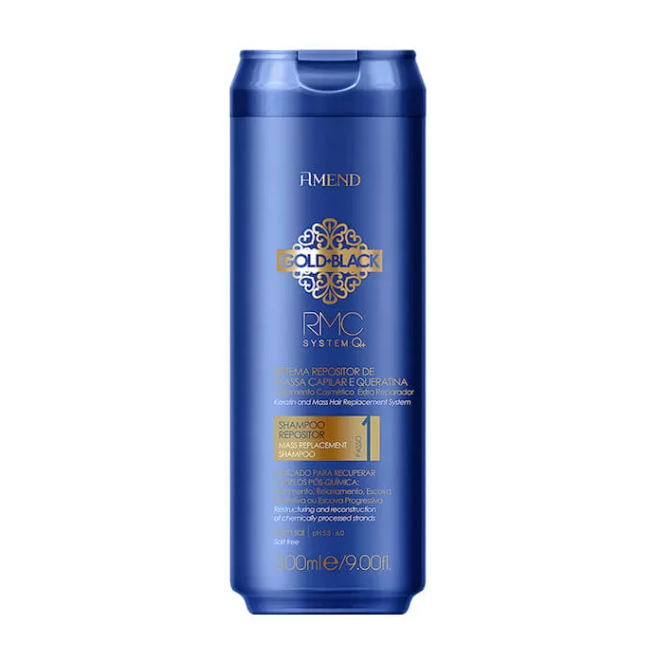 Шампунь для волос Capillary Mass and Keratin Repositioning Shampoo Gold Black RMC System Q+, Amend 300 мл 