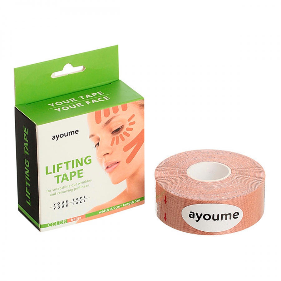 Тейп для лица Kinesiology tape roll, AYOUME (2,5 см*5 м, бежевый)