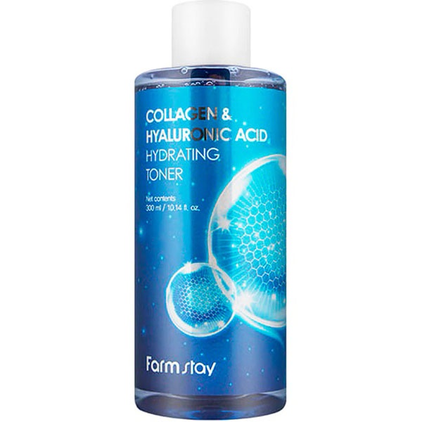 Тонер увлажняющий с гиалуроновой кислотой и коллагеном Collagen & Hyaluronic Acid Hydrating Toner, Farmstay, 300 мл                         
