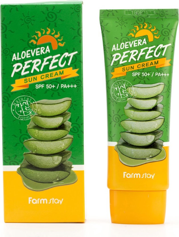 Крем для лица и тела солнцезащитный  ALOEVERA Perfect Sun Cream, FarmStay, 70 г