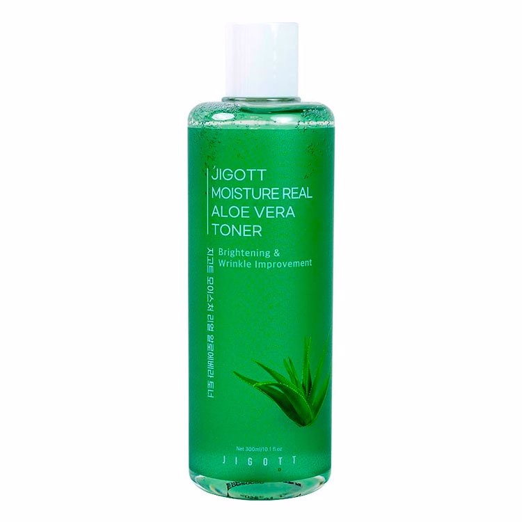 Тонер для лица увлажняющий с алоэ Moisture Real Aloe Vera Toner, Jigott, 300 мл