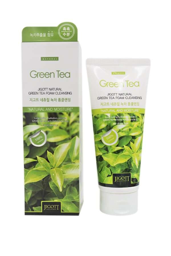 Пенка для лица с экстрактом зеленого чая NATURAL GREEN TEA FOAM CLEANSING, JIGOTT, 180 мл