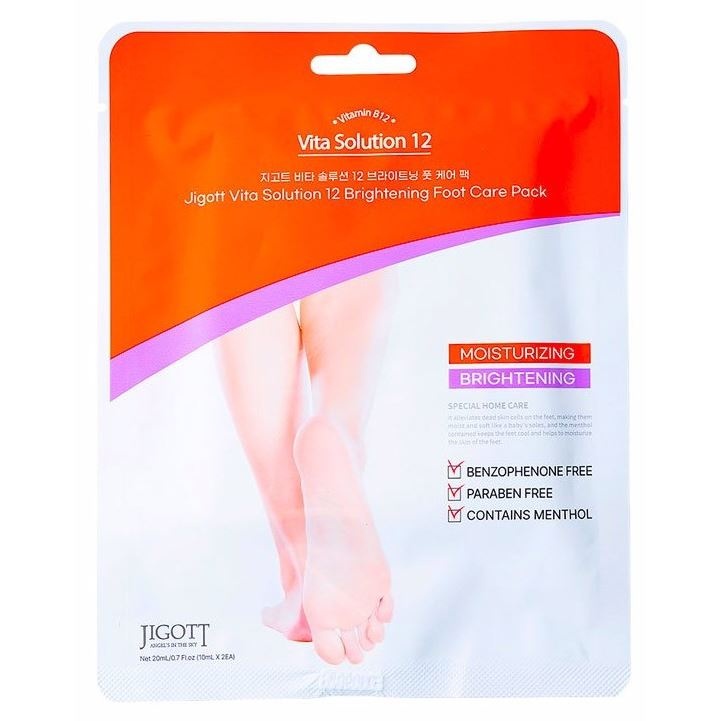 Маска-носочки для ног осветляющая с витамином В12, Vita Solution 12 Brightening Foot Care Pack,  Jigott, 20 мл