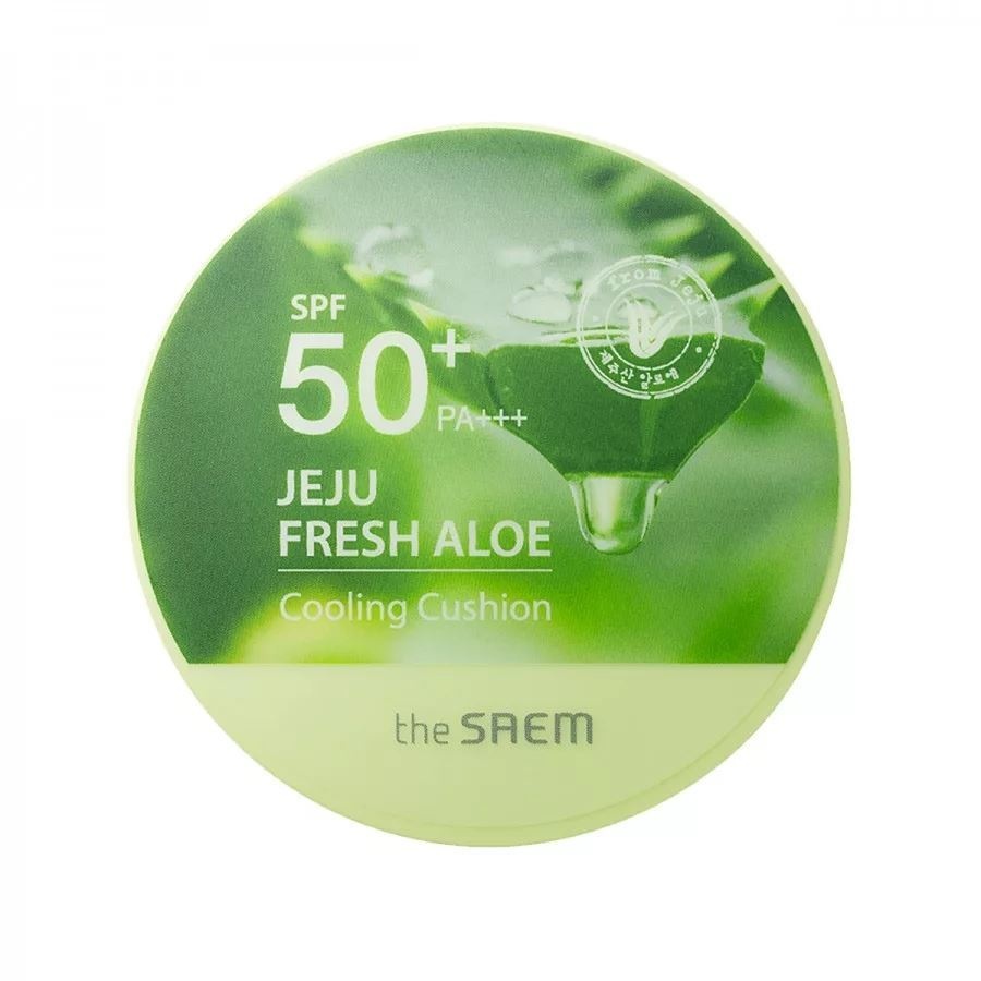 Кушон охлаждающий солнцезащитный Jeju Fresh Aloe Cooling Cushion Natural Baige SPF 50+PA+++, THE SAEM, 12 г