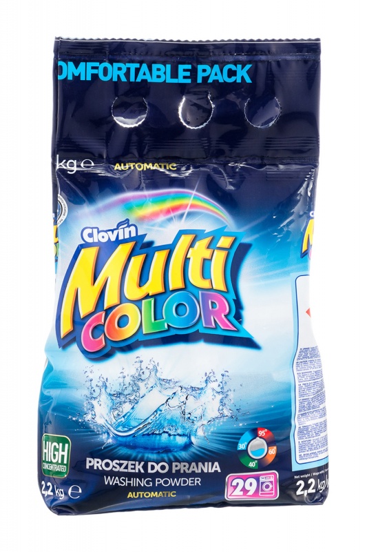 Стиральный порошок для цветных вещей Multi Color, Clovin 2200 г (мягкая упаковка)