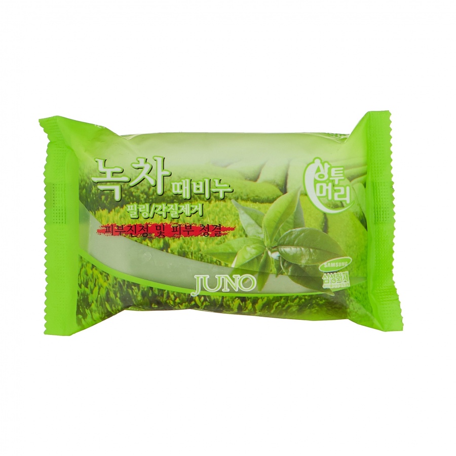 Косметическое мыло-пилинг с экстрактом Зелёного чая Green tea, Juno 150 г