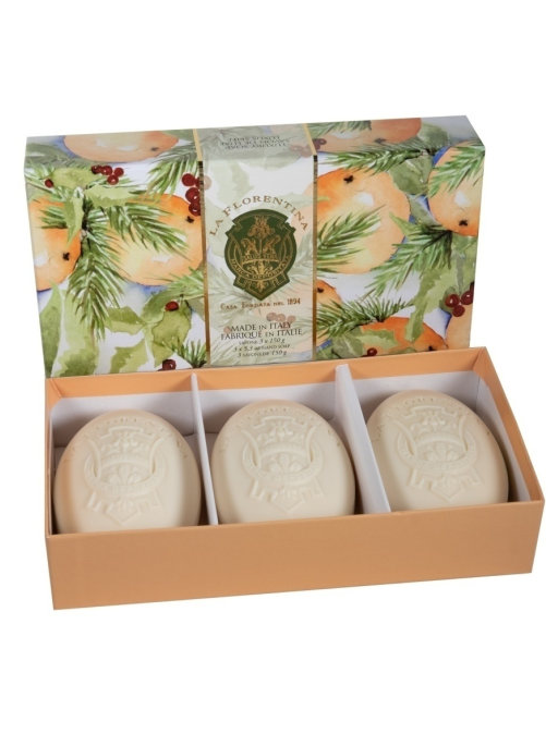 Набор мыла для рук с экстрактом Тосканской рыжей сосны Hand Soap Set Orange Pine, La Florentina 3 шт по 150 г