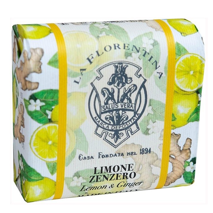 Мыло натуральное на основе масел ши и оливы с экстрактами Лимона и Имбиря Bar Soap Lemon & Ginger, La Florentina 106 г