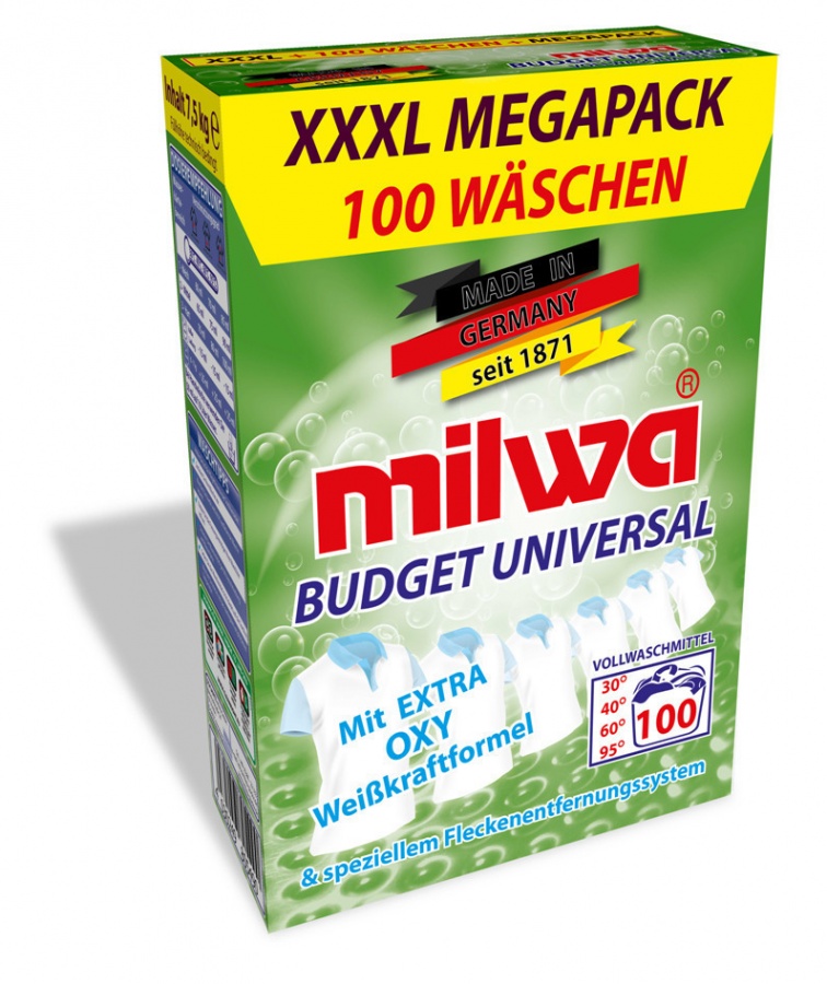 Стиральный порошок для белого белья Budget Universal Mit Extra OXY, Milwa 7500 мл