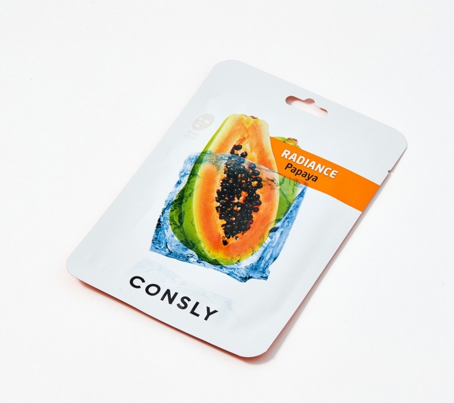 Маска тканевая выравнивающая тон кожи с экстрактом папайи Papaya Radiance Mask Pack, Consly, 20 мл