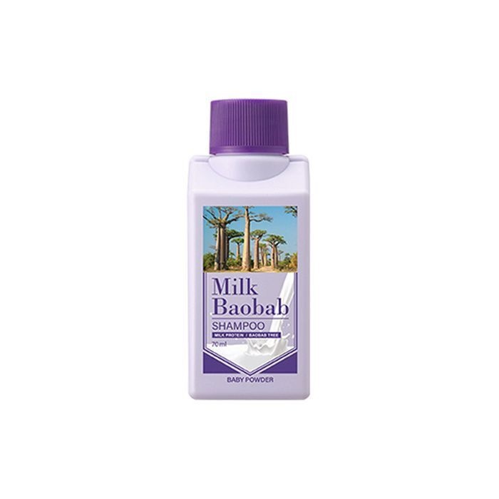 Шампунь для волос с ароматом детской присыпки Shampoo Baby Powder Travel Edition, MilkBaobab, 70 мл