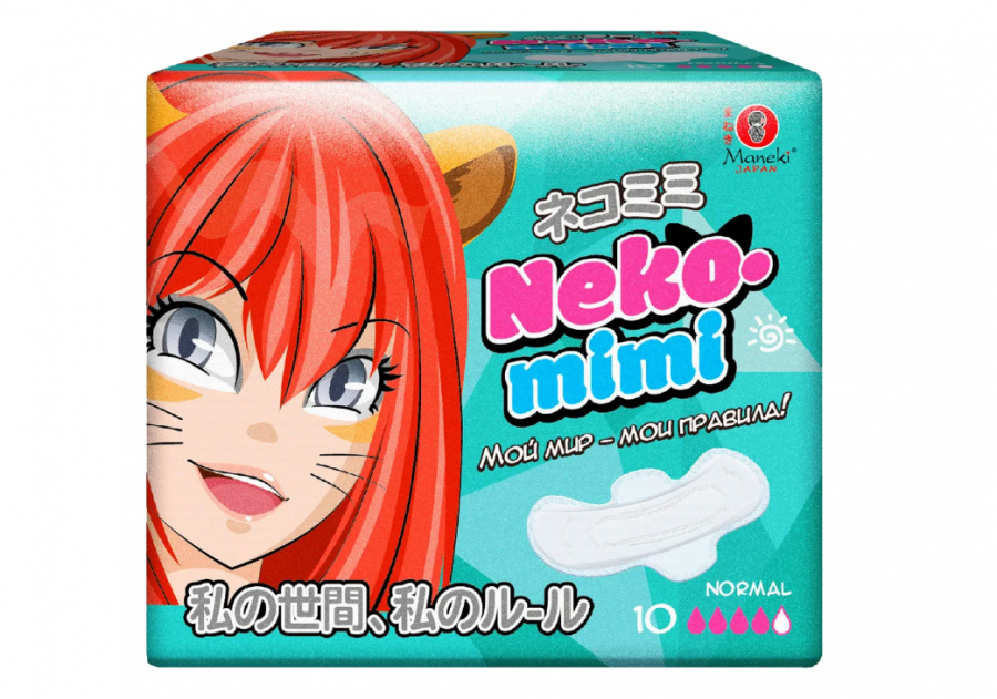 Прокладки гигиенические женские, дневные, серия Neko-mimi, 240 мм, Maneki 10 шт