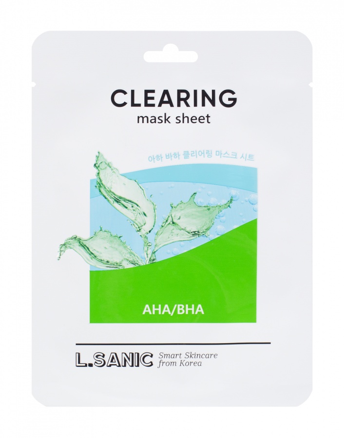 Маска тканевая для очищения пор с AHA/BHA кислотами AHA/BHA Clearing Mask Sheet, L.Sanic, 25 мл