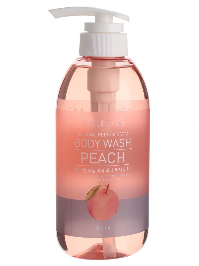 Гель для душа с экстрактом персика  Around me Natural Perfume Vita Body Wash Peach, Welcos, 500 мл