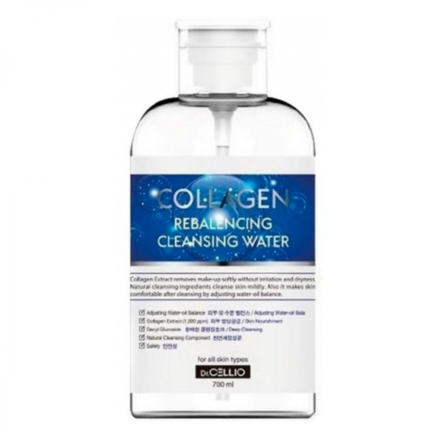 Очищающая вода для лица с коллагеном COLLAGEN REBALENCING CLEANSING WATER,  Dr.CELLIO, 700 мл