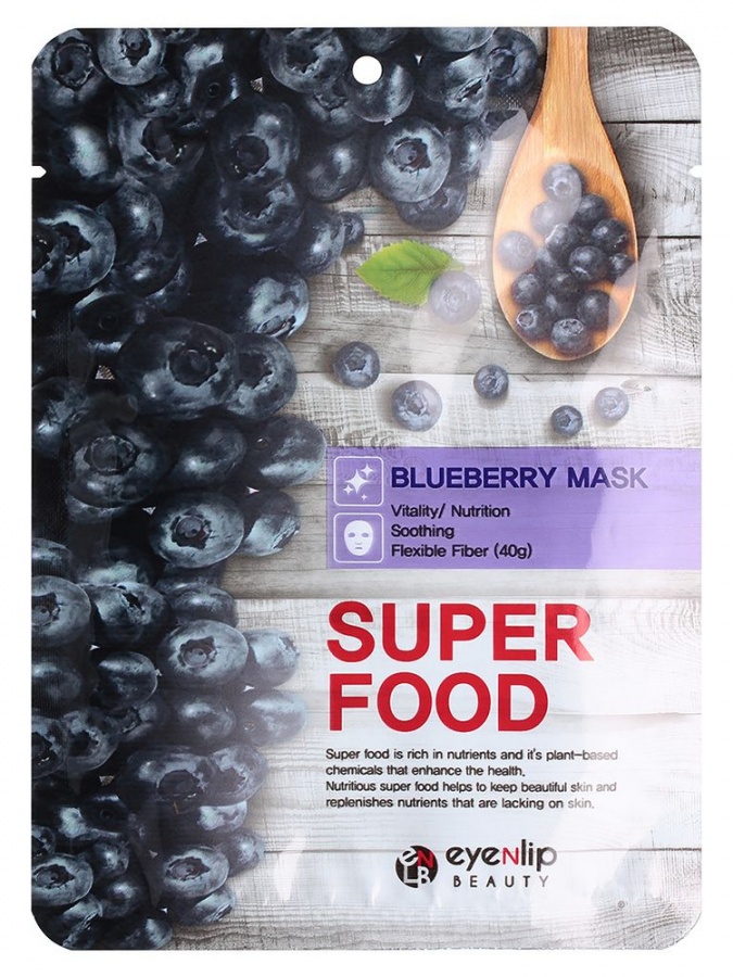 Маска на тканевой основе SUPER FOOD BLUEBERRY MASK, EYENLIP, 23 мл