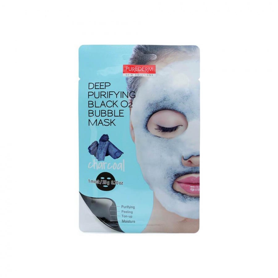 Маска тканевая DETOXIFYING BLACK O2 BUBBLE MASK CHARCOAL, EYENLIP, 20 г