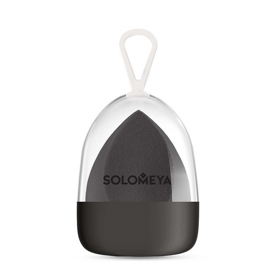 Косметический спонж для макияжа со срезом Черный Flat End blending sponge Black, Solomeya 1 шт