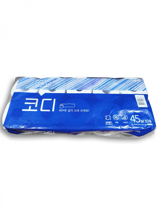 Мягкая туалетная бумага Codi Bathroom Tissue (двухслойная, тиснёная), SSANGYONG 45 м х 10 рулонов