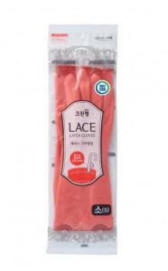 Перчатки из натурального латекса с внутренним покрытием Lace Latex Gloves (укороченные, с крючками для сушки) размер S, CLEAN WRAP 1 пара