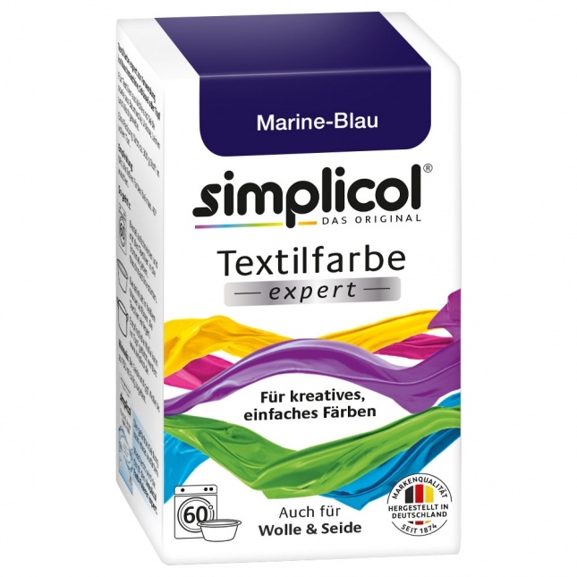 Краска текстильная для одежды и тканей из шерсти и шелка Expert, Simplicol (темно-синяя) 150 г