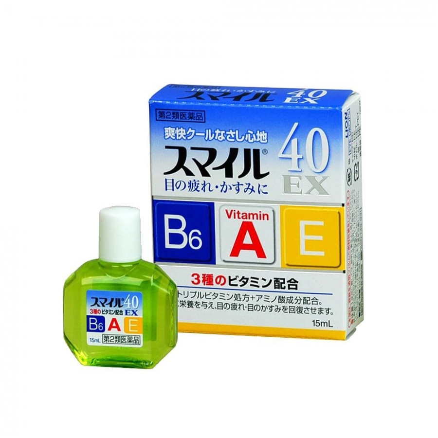 Капли для глаз с аминокислотами и витаминами B6, A, E, с охлаждающим эффектом SUMAIRU 40 EX, Lion 15 мл