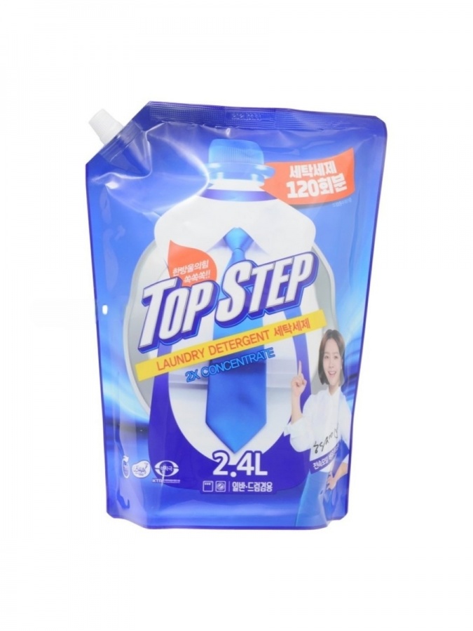 Жидкое средство для стирки, антибактериальное, биоразлагаемое, Сила 5 ферментов Top Step Laundry Detergent, KMPC 2400 мл (мягкая упаковка)