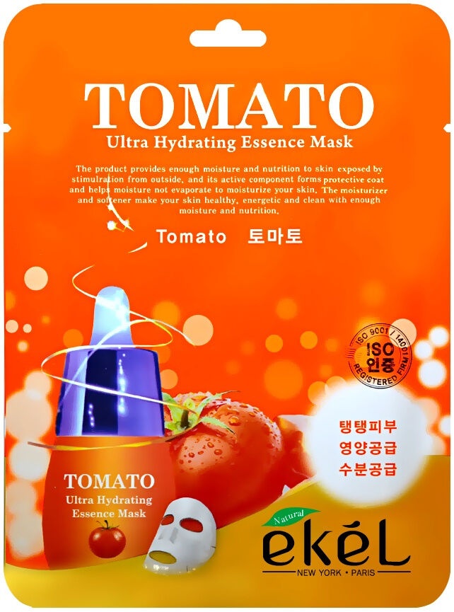Тканевая маска для лица ультраувлажняющая с экстрактом томата Essence Mask Tomato, для всех типов кожи, Ekel 25 г