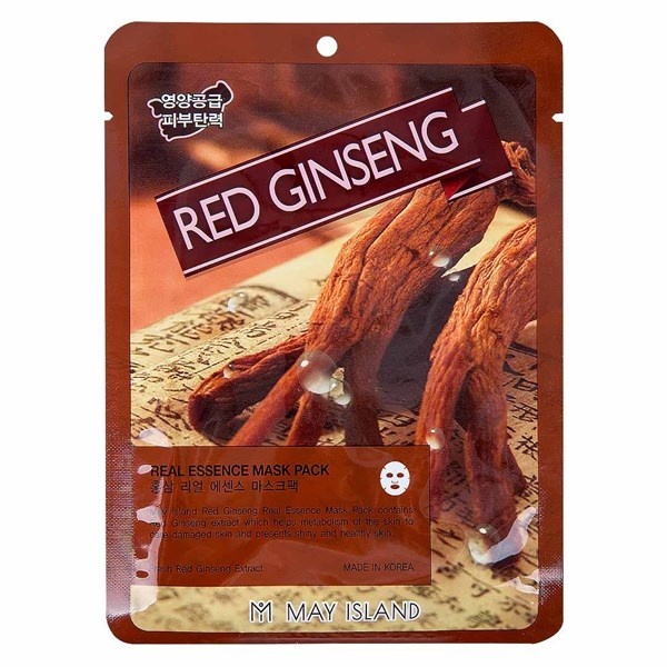 Антивозрастная маска для лица с красным женьшенем Real Essence Red Ginseng Mask Pack, May Island 25 мл