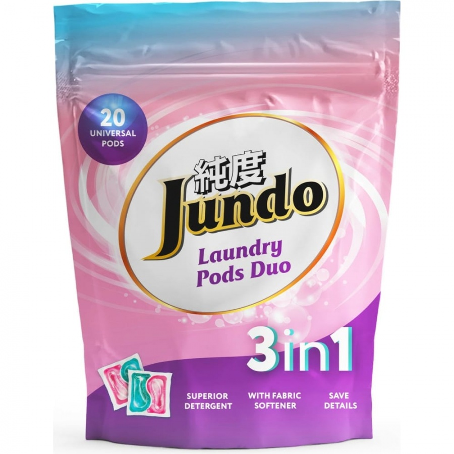 Капсулы для стирки 3 в 1 универсальные Laundry Pods Duo, Jundo, 20 шт.